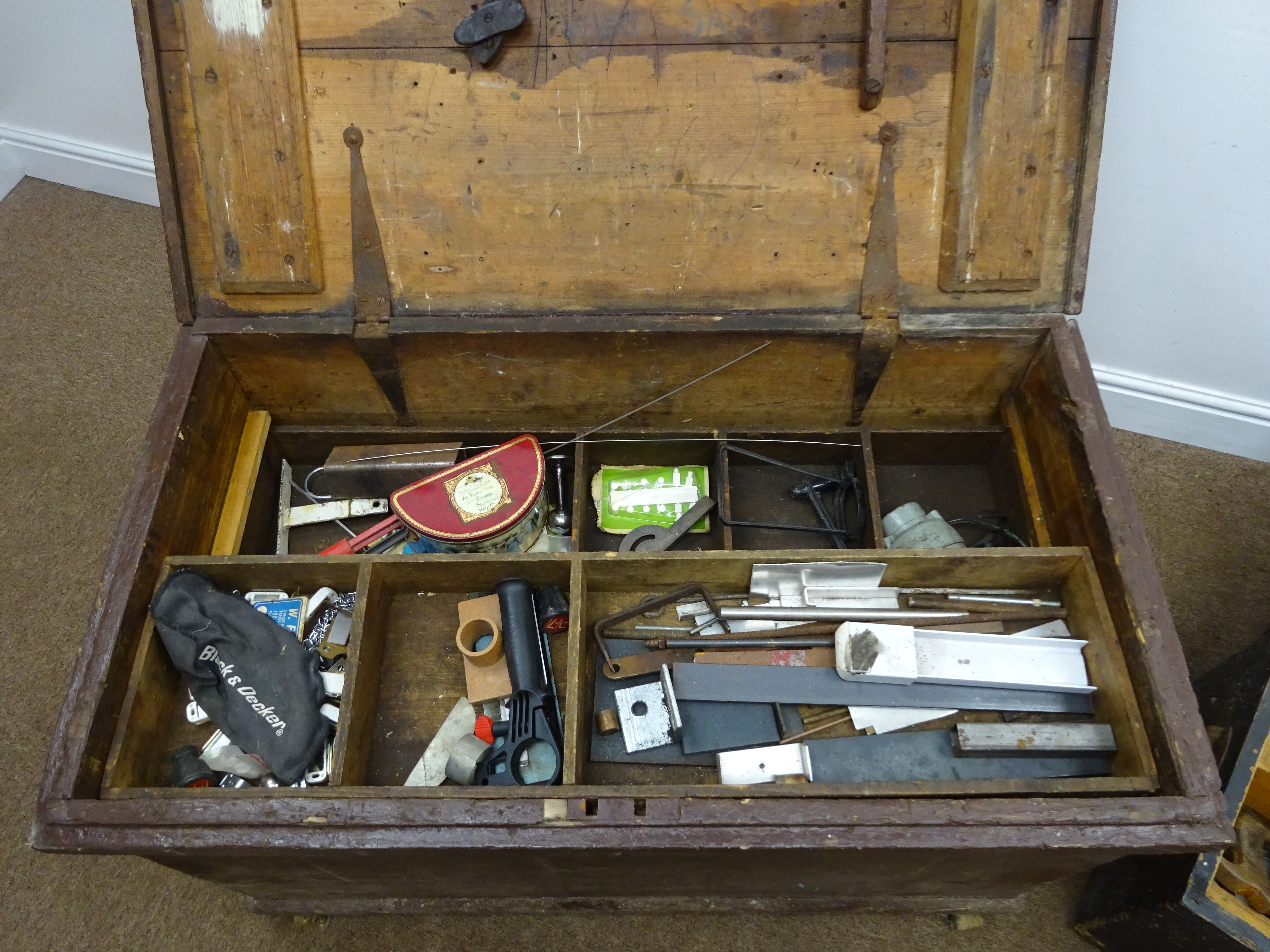 Two large wooden tool chests containing a quantity of hand tools, - Image 3 of 4