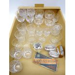 Three Ronson table lighters and one other, Rolls Razor, three Richardson crystal glass tumblers,