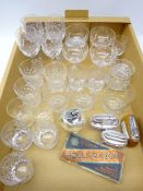 Three Ronson table lighters and one other, Rolls Razor, three Richardson crystal glass tumblers,