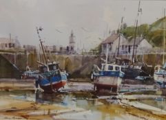 'Porthleven Harbour', watercolour signed by Ray Balkwill (British 1948-),