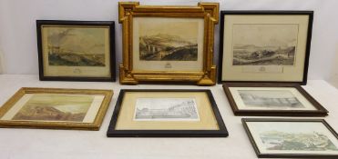 Six 19th century Scarborough engravings and lithographs including 'Museum and Cliff Bridge', '...