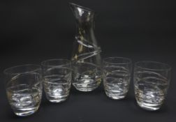 Jasper Conran at Stuart Crystal carafe and four tumblers in the Aura pattern,