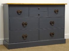 Laura Ashley painted chest, four short and four long drawers, plinth base, W127cm, H86cm,