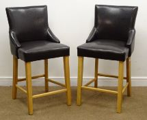 Pair faux leather bar stools,