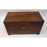 19th century flame mahogany tea caddy, rectangular form,