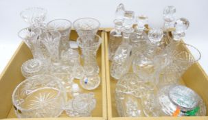 Collection of glassware including Edinburgh Crystal vases, Royal Doulton rose bowl and vases,