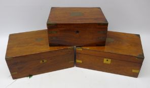 Victorian mahogany brass bound campaign writing box,