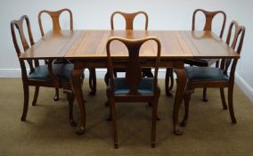 20th century mahogany drawer leaf dining table, cabriole carved legs with pad feet, (W182cm, H78cm,