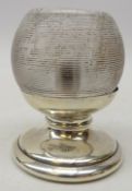 Edwardian silver and ribbed glass match holder & striker, Birmingham,