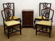 Pair Hepplewhite and a pair Chippendale style mahogany dining chairs (W58cm maximum) and a four