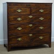 George III mahogany chest, cross banded top with Tunbridge ware inlaid frieze,