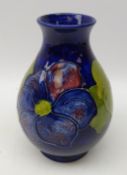 Moorcroft Anemone baluster vase on blue ground,