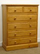 Solid pine chest, two short and four long drawers, plinth base, W93cm, H118cm,