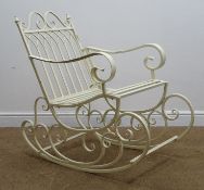 White finish metal rocking chair,