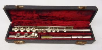 J R Lafleur & Son plated flute in fitted case