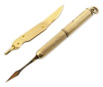 9ct gold miniature penknife and a propelling toothpick both hallmarked Condition Report