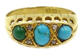 18ct gold turquoise and diamond set ring Birmingham 1916 Condition Report 3gm size