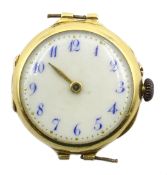 Continental 18ct gold wristwatch enamel face import marks Condition Report 17.