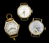 9ct gold Longines wristwatch with Baume case,