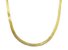 18ct gold flattened herringbone chain necklace stamped 750, approx 19.