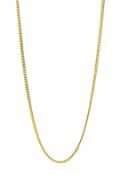 18ct gold flattened curb link chain necklace, approx 9.