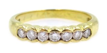 18ct gold seven stone channel set diamond ring, hallmarked Condition Report Approx 3.