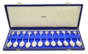 Set of twelve silver limited edition Zodiac Spoons by John Pinches London 1971, approx 8.