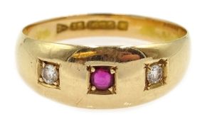Victorian 15ct ruby and diamond gypsy ring Chester 1888