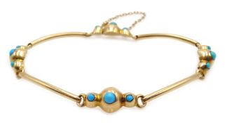 Victorian gold turquoise set link bracelet Rd.