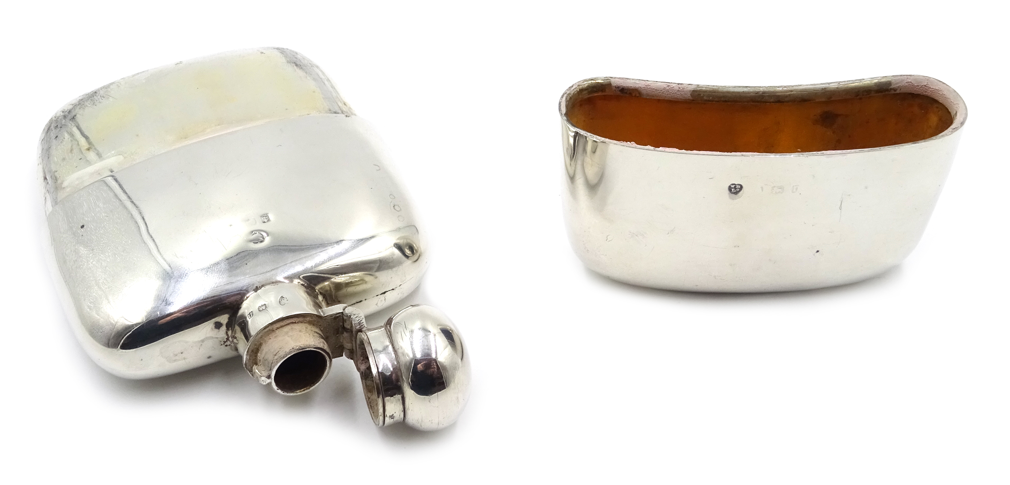 Silver hip flask by Williams (Birmingham) Ltd 1912, silver body with detachable silver cup, - Image 2 of 3