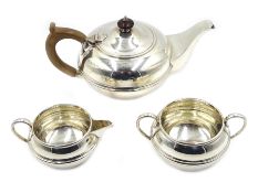 Silver three piece tea set by S W Smith & Co Birmingham 1920 & 26,