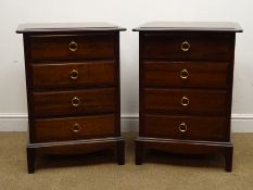 Pair Stag Minstrel mahogany pedestal chests, four drawers, shaped plinth base, W53cm, H47cm,
