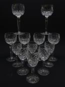 Six Waterford Lismore Hock glasses and six Waterford Tyrone wine glasses (12) Condition