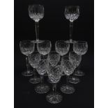 Six Waterford Lismore Hock glasses and six Waterford Tyrone wine glasses (12) Condition