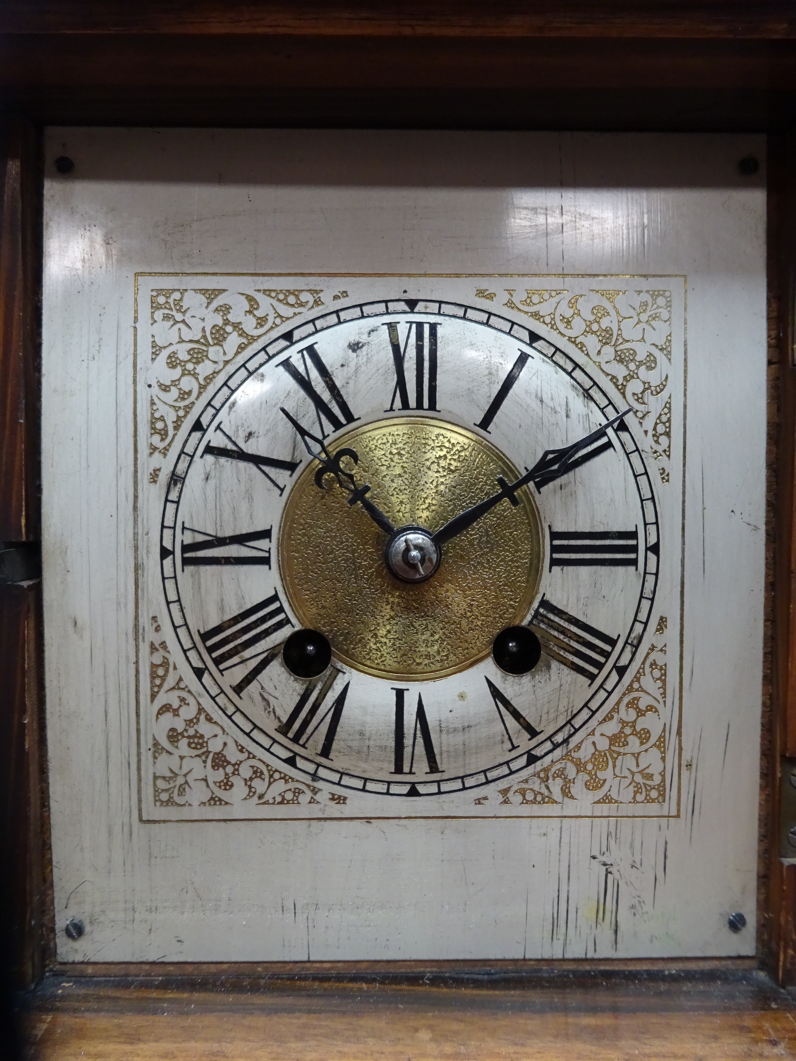 HAC architectural cased mantel clock with silvered Roman dial, - Image 3 of 4