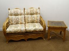 Cane and bamboo two seat conservatory sofa,
