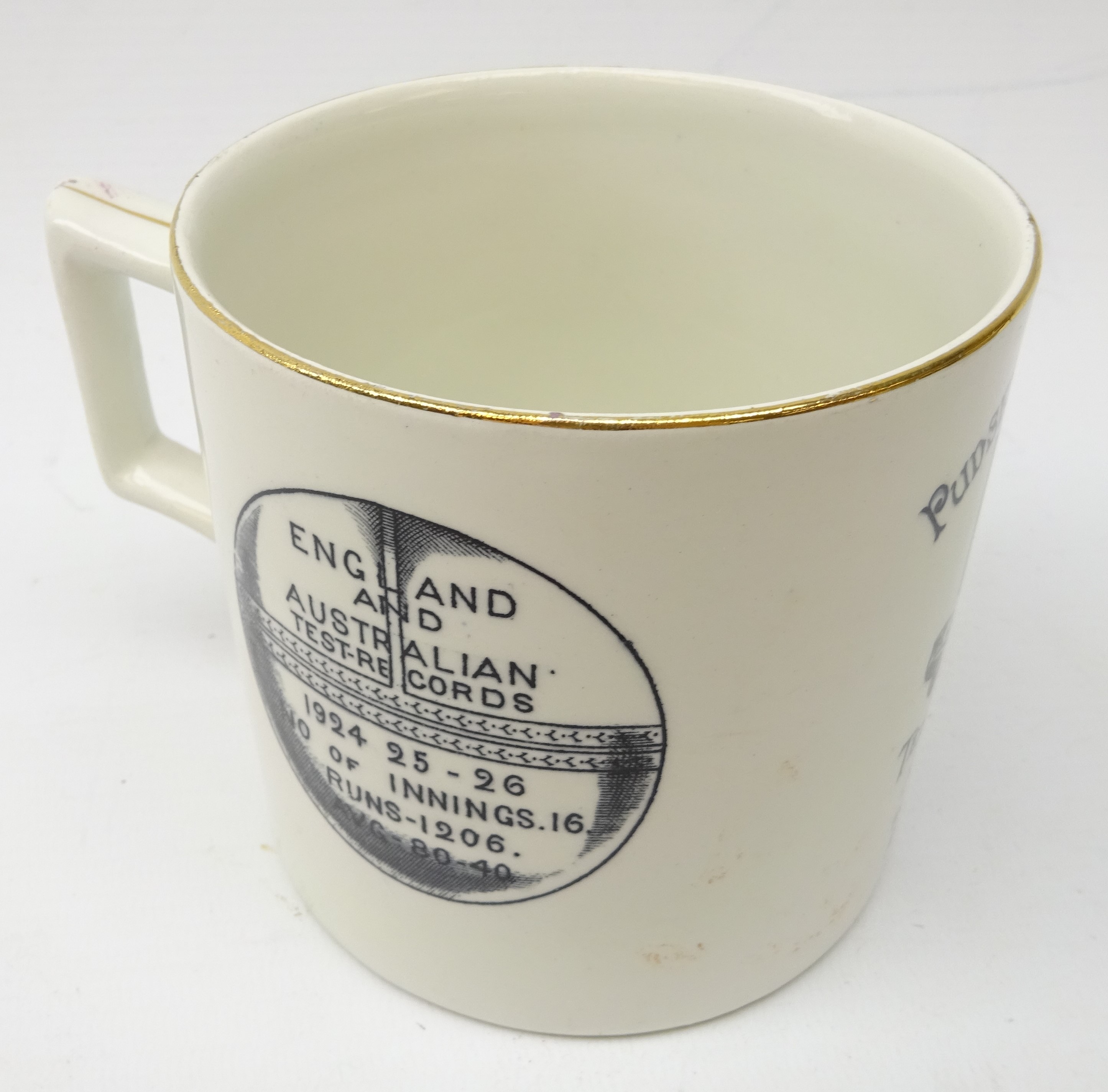 Cricket - Pudsey Corporation Commemorative transfer printed mug for 'Herbert Sutcliffe World Record - Image 4 of 5