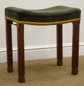 George VI limed oak coronation stool, upholstered seat, stamped 'Coronation G VI', W46cm, H48cm,