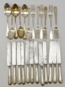 Part canteen of Christofle silver-plated cutlery and five matching table knives