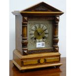 HAC architectural cased mantel clock with silvered Roman dial,