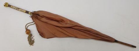 19th/ early 20th century silk parasol, bamboo shaft,