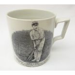 Cricket - Commemorative transfer printed mug for George Herbert Hirst and Wilfred Rhodes,