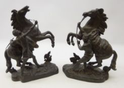 Pair 19th century spelter Marly Horse groups after Guillaume Coustou (French, 1677-1746),