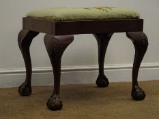 Early 20th century mahogany piano stool with needlework top,