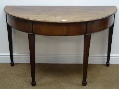 19th century mahogany Demi lune side table, moulded top, square tapering support, spade feet,