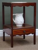 Early 20th century inlaid mahogany washstand, single drawer, square supports (W38cm, H63cm,