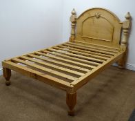 French style pine double bedstead, W139cm, H123cm,