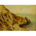 Coastal Rocks, 19th/early 20th century oil on board unsinged 22cm x 29.