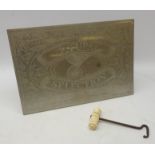 'Natural Selection' engraved metal advertising stand, L42cm x H28.