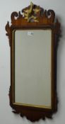 Chippendale style mahogany framed mirror, carved gilt 'HoHo' bird, W44cm,